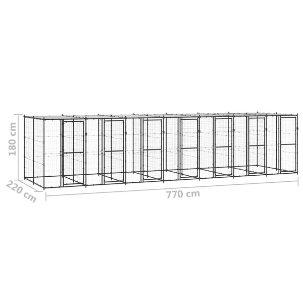 Outdoor-Hundezwinger Stahl mit Überdachung 16,94 m²