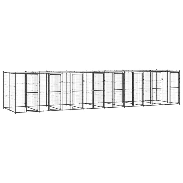 Outdoor-Hundezwinger Stahl mit Überdachung 19,36 m²