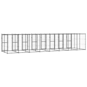 Outdoor-Hundezwinger Stahl mit Überdachung 19,36 m²