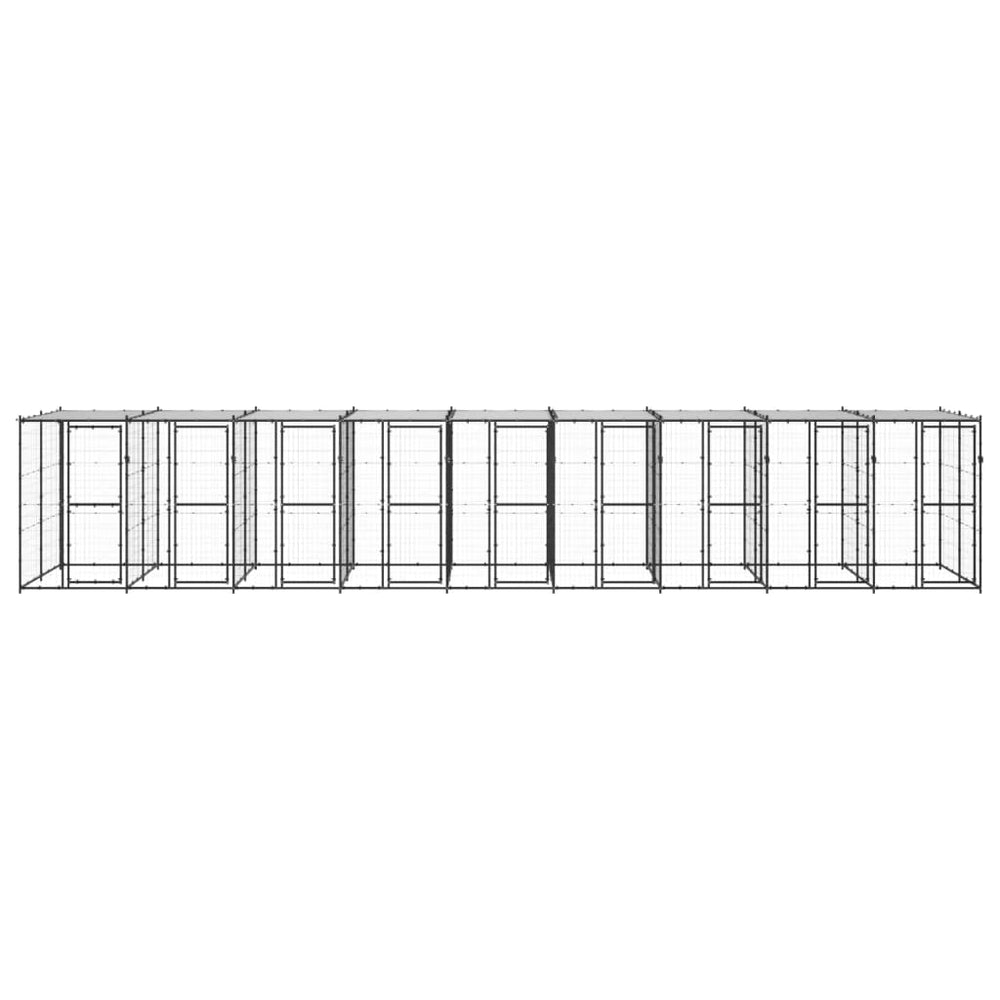 Outdoor-Hundezwinger Stahl mit Überdachung 21,78 m²
