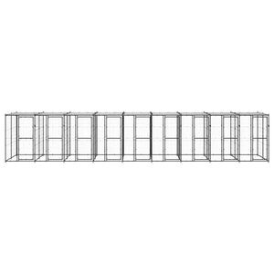 Outdoor-Hundezwinger Stahl mit Überdachung 21,78 m²
