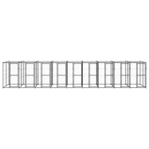 Outdoor-Hundezwinger Stahl mit Überdachung 21,78 m²