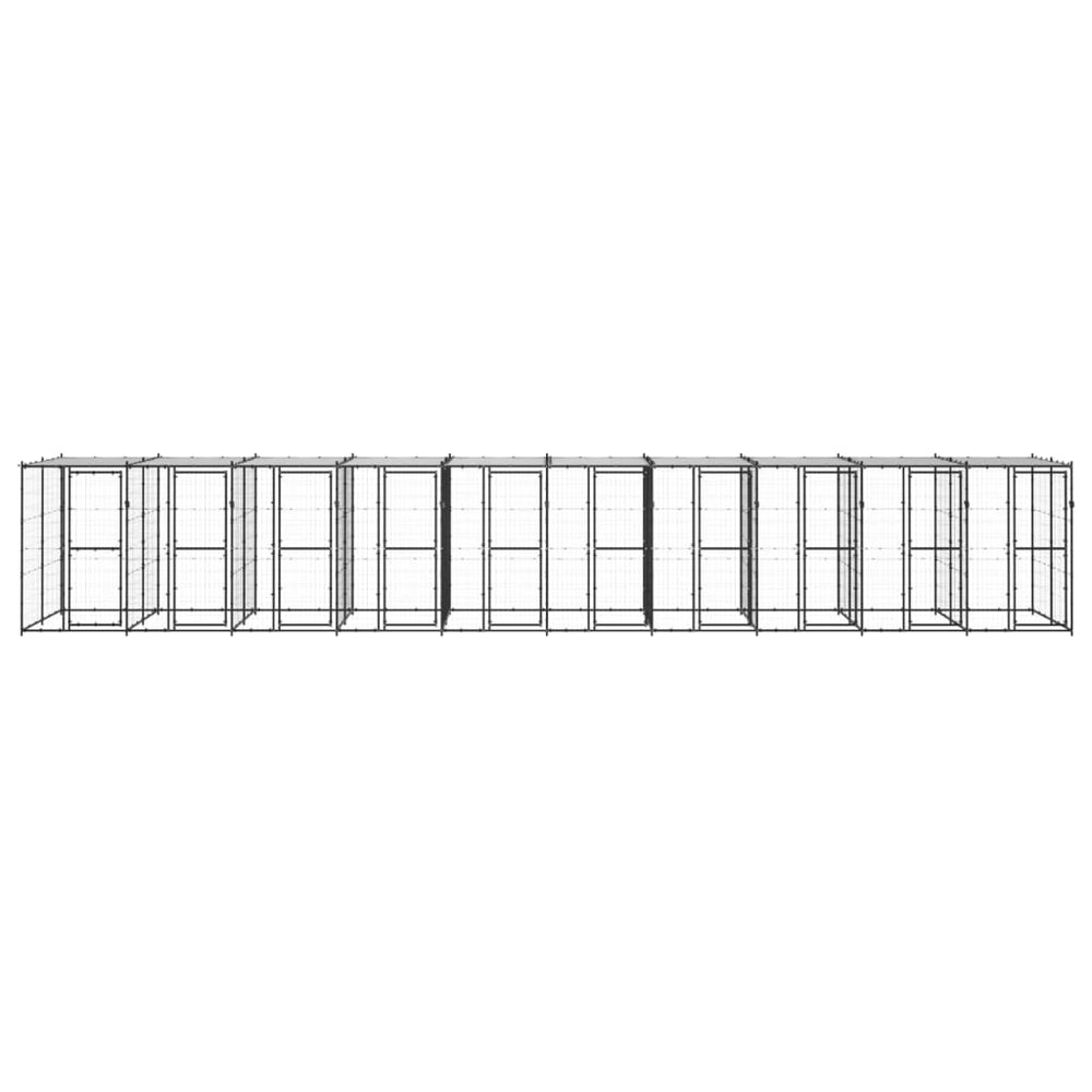Outdoor-Hundezwinger Stahl mit Überdachung 24,2 m²