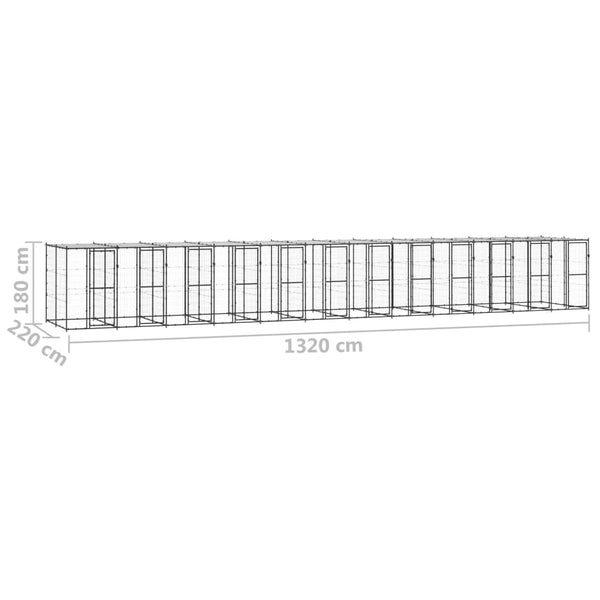 Outdoor-Hundezwinger Stahl mit Überdachung 29,04 m²