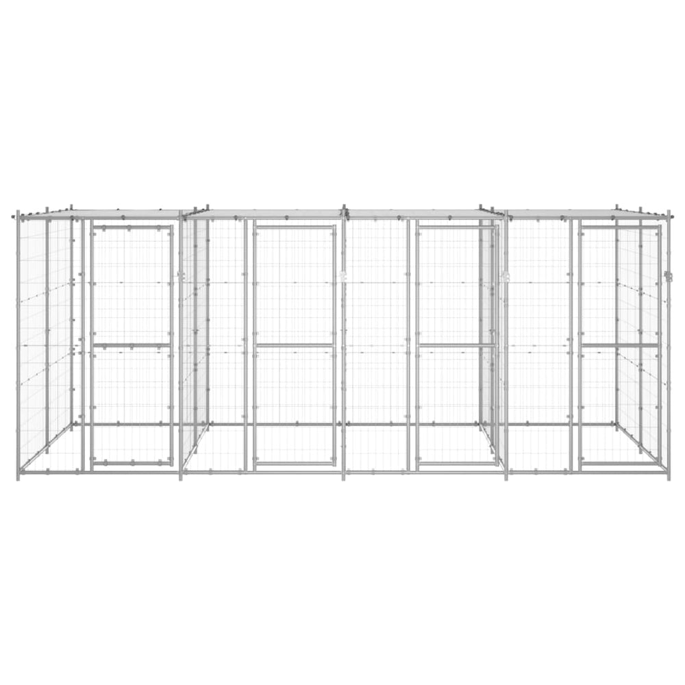 Outdoor-Hundezwinger mit Überdachung Verzinkter Stahl 9,68 m²