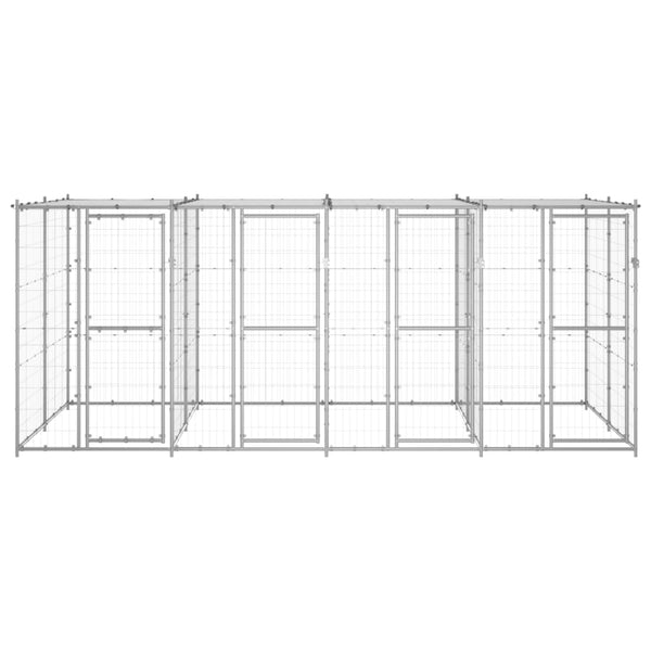 Outdoor-Hundezwinger mit Überdachung Verzinkter Stahl 9,68 m²