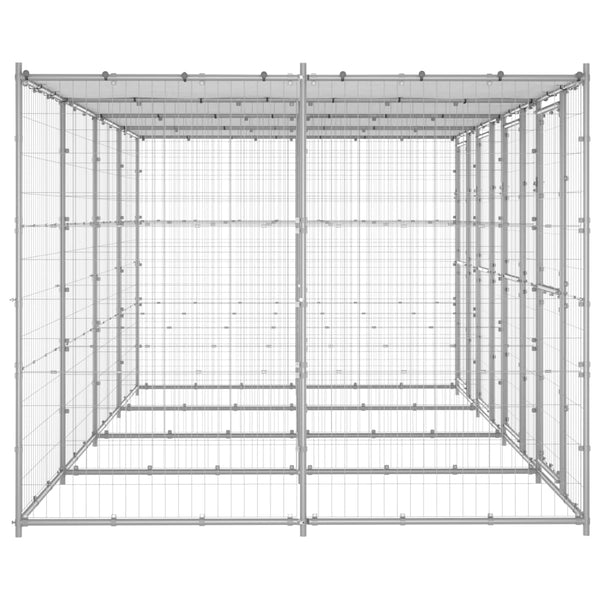 Outdoor-Hundezwinger mit Überdachung Verzinkter Stahl 9,68 m²