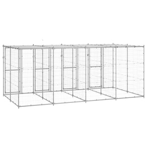 Outdoor-Hundezwinger mit Überdachung Verzinkter Stahl 9,68 m²