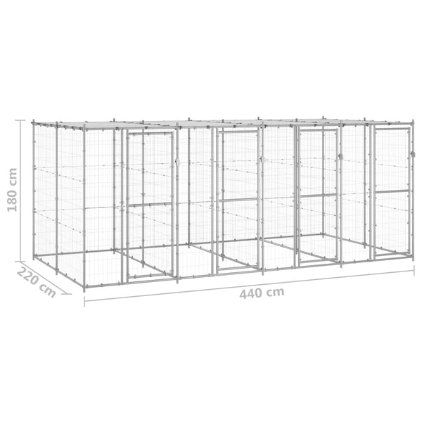 Outdoor-Hundezwinger mit Überdachung Verzinkter Stahl 9,68 m²