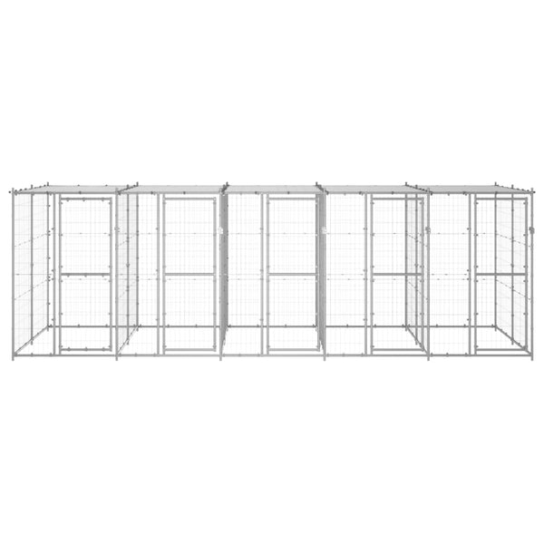 Outdoor-Hundezwinger mit Überdachung Verzinkter Stahl 12,1 m²