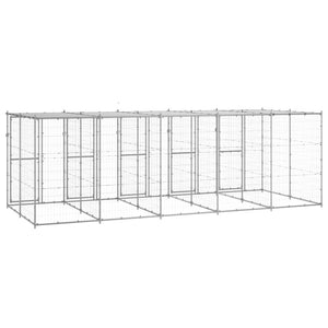 Outdoor-Hundezwinger mit Überdachung Verzinkter Stahl 12,1 m²