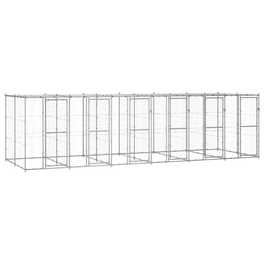 Outdoor-Hundezwinger mit Überdachung Verzinkter Stahl 14,52 m²