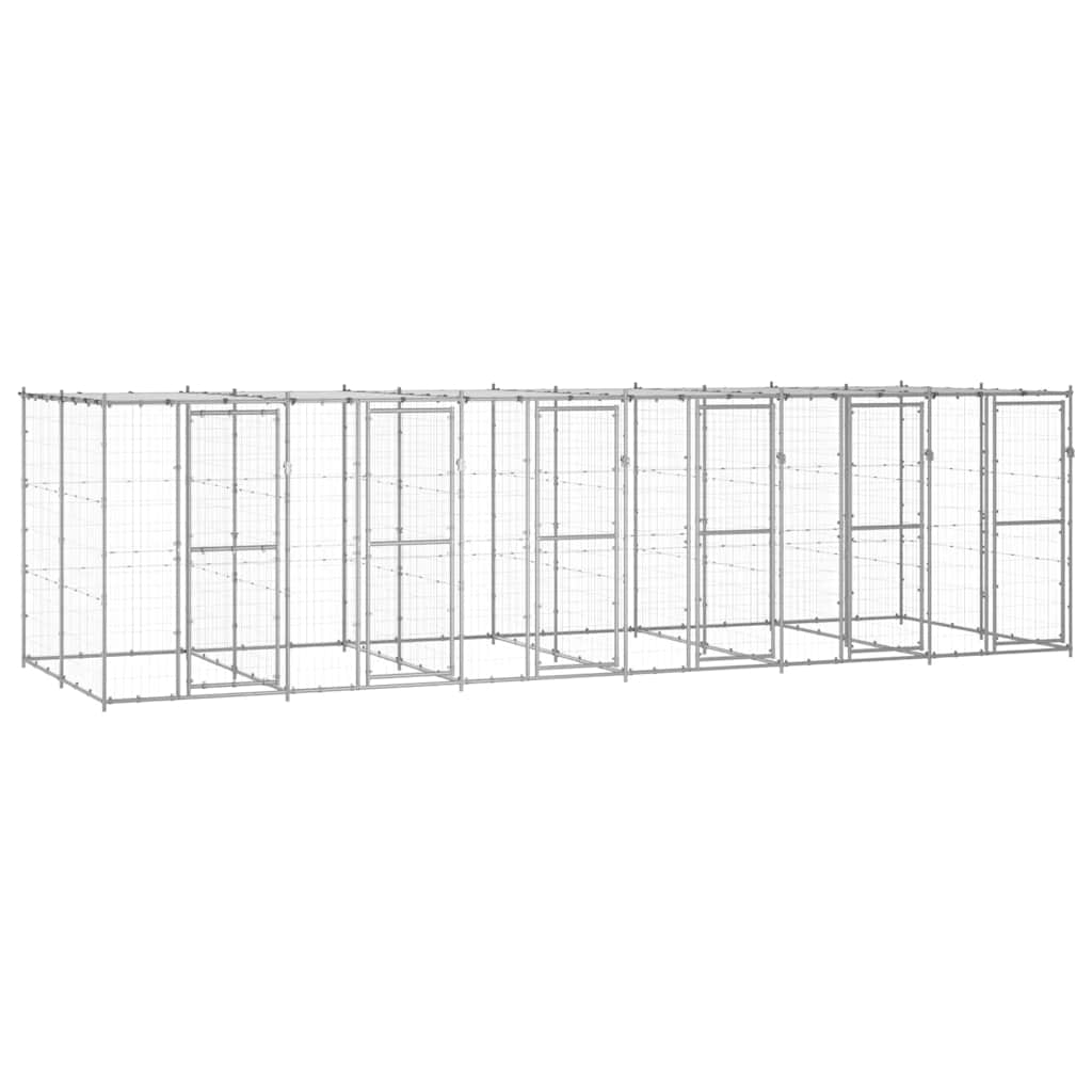 Outdoor-Hundezwinger mit Überdachung Verzinkter Stahl 14,52 m²