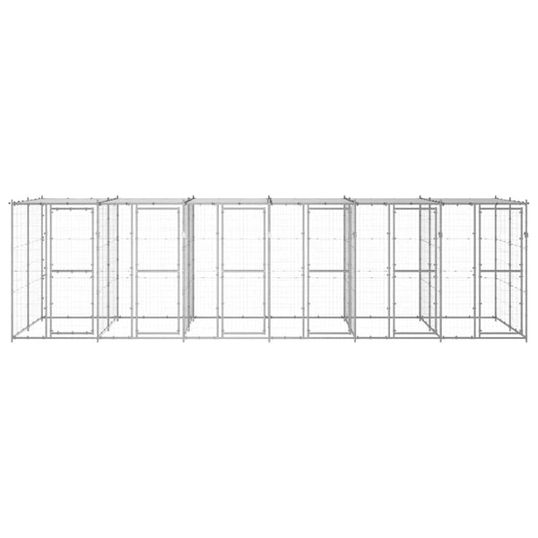 Outdoor-Hundezwinger mit Überdachung Verzinkter Stahl 14,52 m²