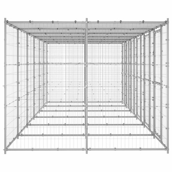 Outdoor-Hundezwinger mit Überdachung Verzinkter Stahl 14,52 m²