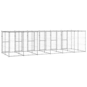 Outdoor-Hundezwinger mit Überdachung Verzinkter Stahl 14,52 m²