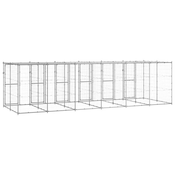 Outdoor-Hundezwinger mit Überdachung Verzinkter Stahl 14,52 m²