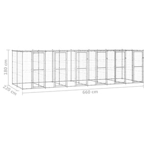 Outdoor-Hundezwinger mit Überdachung Verzinkter Stahl 14,52 m²