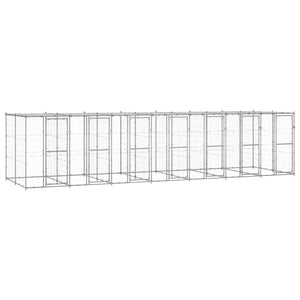 vidaXL Outdoor Dog Kennel with Roof Galvanized Steel 16.94 m²