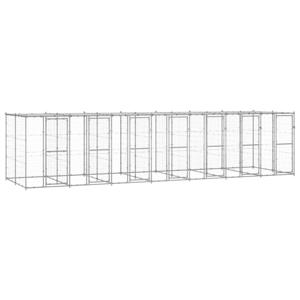 vidaXL Outdoor Dog Kennel with Roof Galvanized Steel 16.94 m²