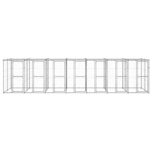 vidaXL Outdoor Dog Kennel with Roof Galvanized Steel 16.94 m²