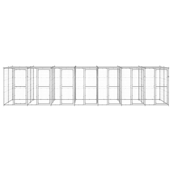 vidaXL Outdoor Dog Kennel with Roof Galvanized Steel 16.94 m²