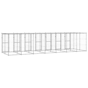 vidaXL Outdoor Dog Kennel with Roof Galvanized Steel 16.94 m²