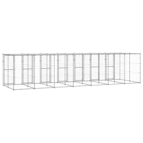 vidaXL Outdoor Dog Kennel with Roof Galvanized Steel 16.94 m²