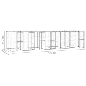 vidaXL Outdoor Dog Kennel with Roof Galvanized Steel 16.94 m²