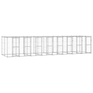 vidaXL Chenil extérieur avec auvent Acier galvanisé 19,36 m²