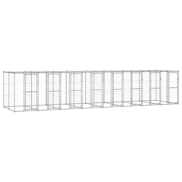 vidaXL Chenil extérieur avec auvent Acier galvanisé 19,36 m²