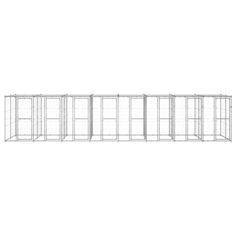 Outdoor-Hundezwinger mit Überdachung Verzinkter Stahl 19,36 m²