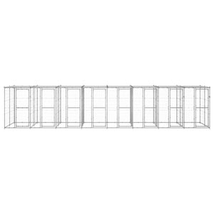 vidaXL Chenil extérieur avec auvent Acier galvanisé 19,36 m²