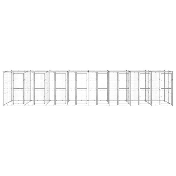 vidaXL Chenil extérieur avec auvent Acier galvanisé 19,36 m²