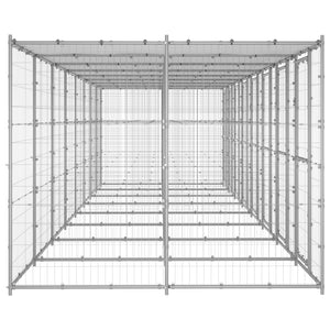 vidaXL Chenil extérieur avec auvent Acier galvanisé 19,36 m²