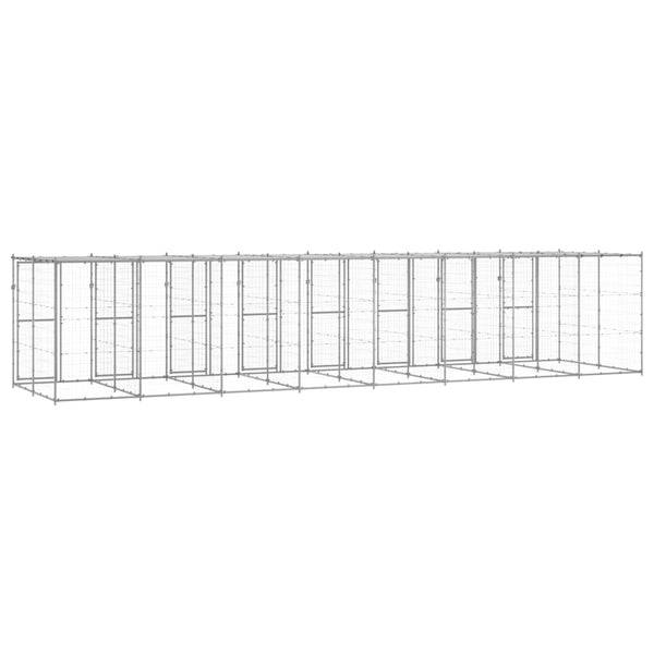 vidaXL Chenil extérieur avec auvent Acier galvanisé 19,36 m²