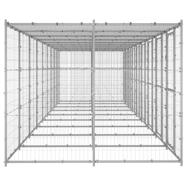 Outdoor-Hundezwinger mit Überdachung Verzinkter Stahl 21,78 m²