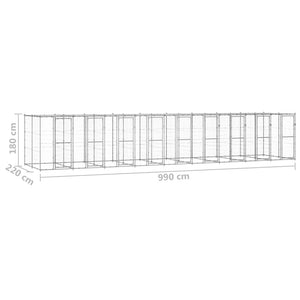 Outdoor-Hundezwinger mit Überdachung Verzinkter Stahl 21,78 m²