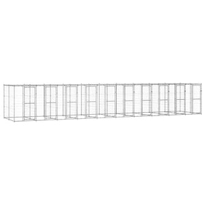 Outdoor-Hundezwinger mit Überdachung Verzinkter Stahl 24,2 m²