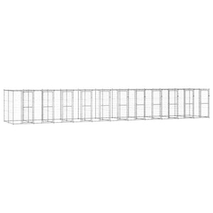 Outdoor-Hundezwinger mit Überdachung Verzinkter Stahl 26,62 m²