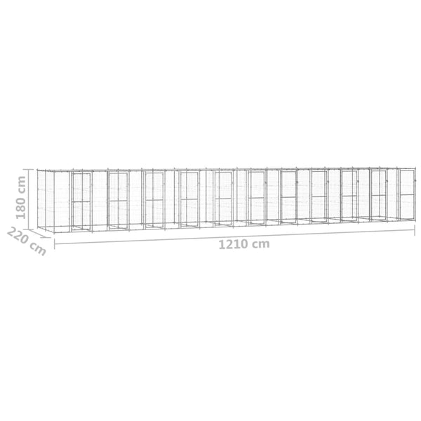 Outdoor-Hundezwinger mit Überdachung Verzinkter Stahl 26,62 m²