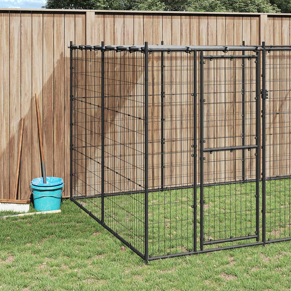 Outdoor-Hundezwinger mit Überdachung Stahl 12,1 m²
