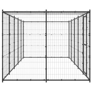 Outdoor-Hundezwinger mit Überdachung Stahl 12,1 m²