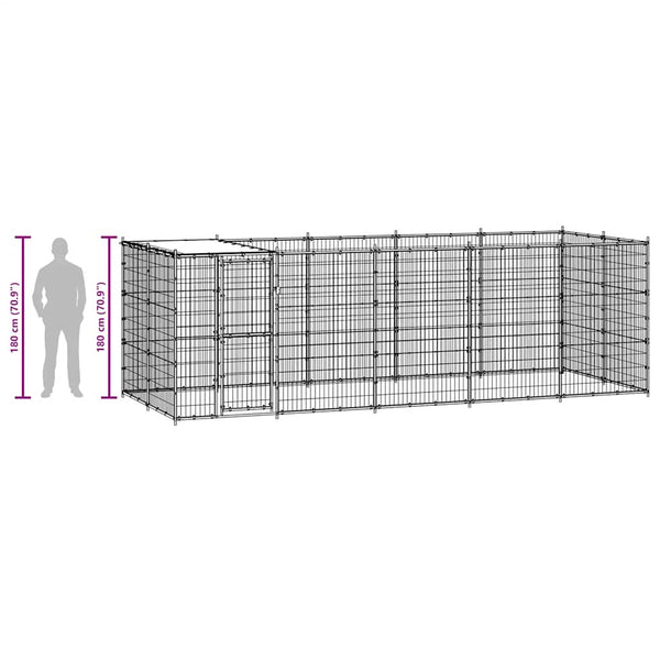 Outdoor-Hundezwinger mit Überdachung Stahl 12,1 m²