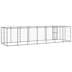 Outdoor-Hundezwinger mit Überdachung Stahl 16,94 m²