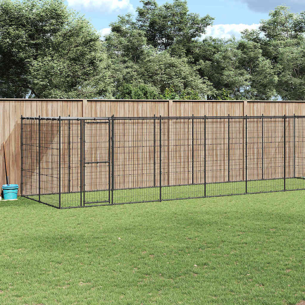 Outdoor-Hundezwinger mit Überdachung Stahl 16,94 m²