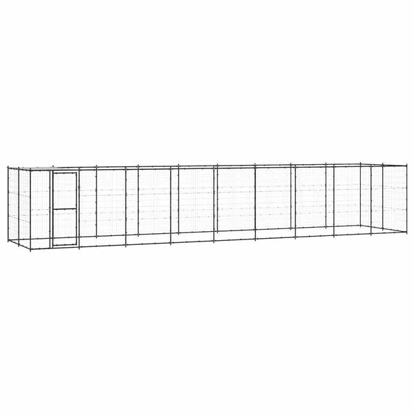 Outdoor-Hundezwinger mit Überdachung Stahl 21,78 m²