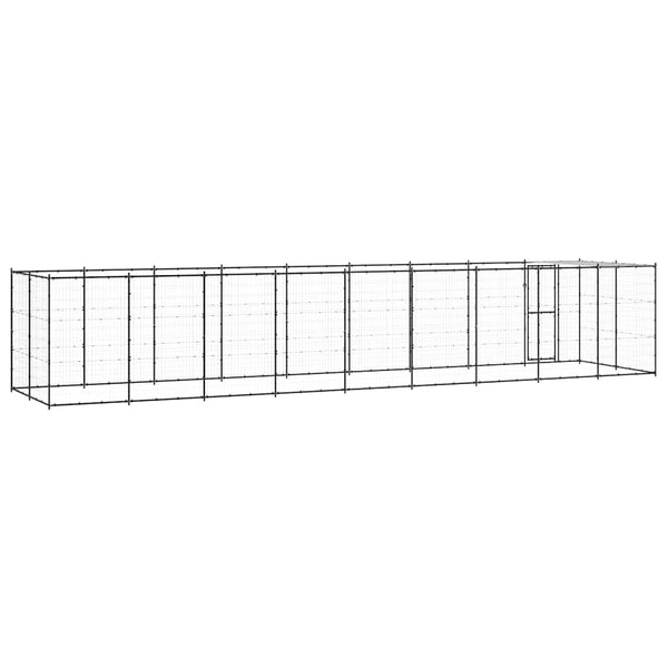 Outdoor-Hundezwinger mit Überdachung Stahl 21,78 m²