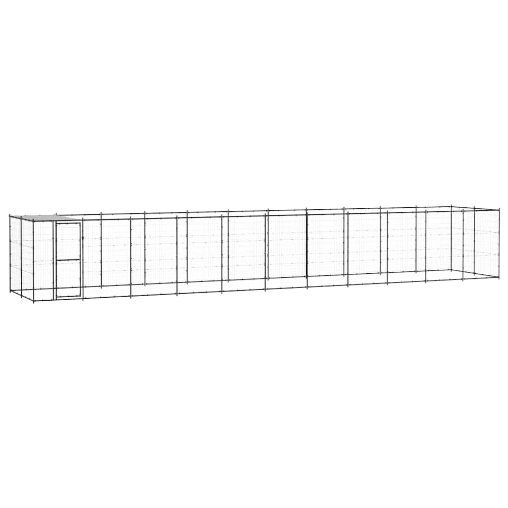 Outdoor-Hundezwinger mit Überdachung Stahl 26,62 m²