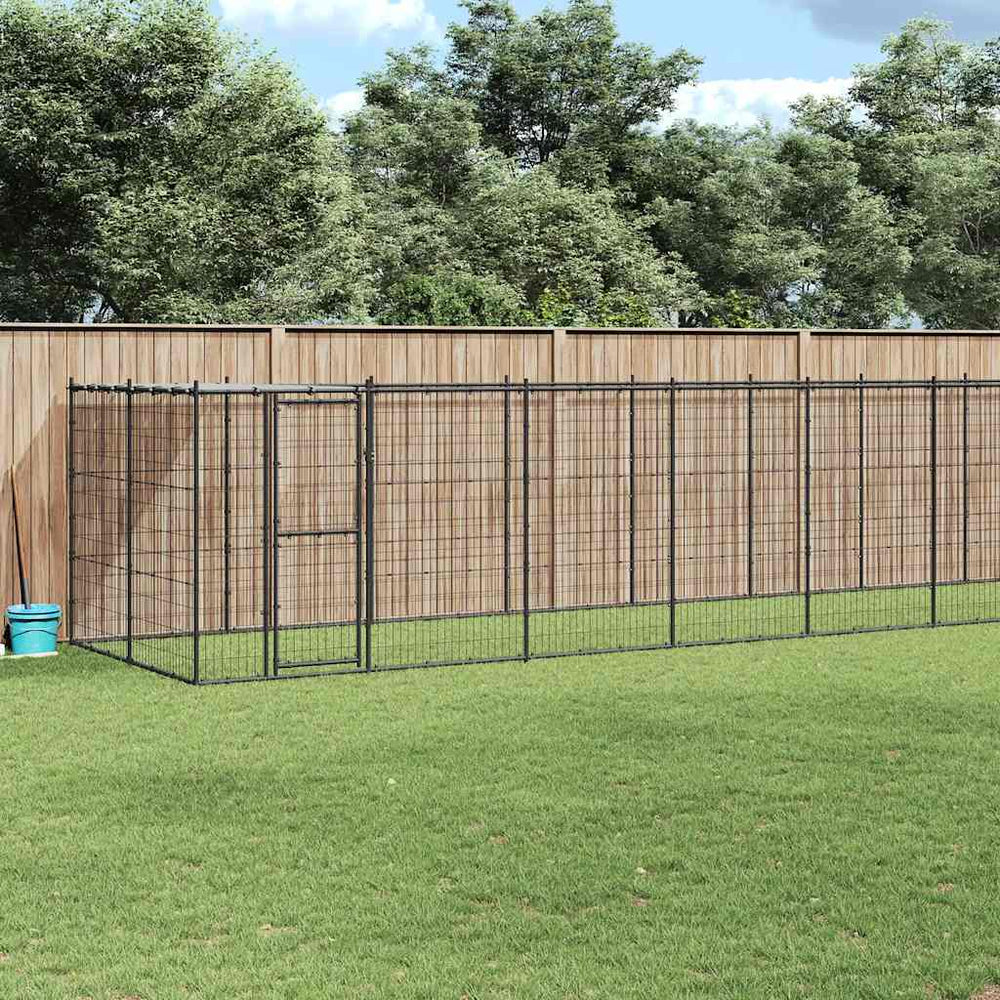 Outdoor-Hundezwinger mit Überdachung Stahl 26,62 m²